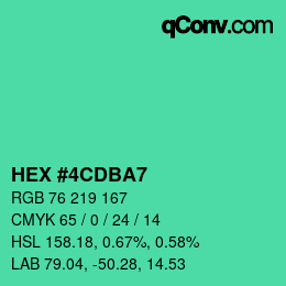 Color code: HEX #4CDBA7 | qconv.com