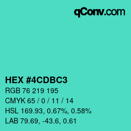 Color code: HEX #4CDBC3 | qconv.com