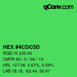 颜色代码: HEX #4CDC5D | qconv.com