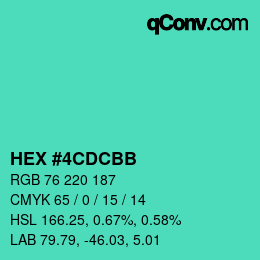 Color code: HEX #4CDCBB | qconv.com