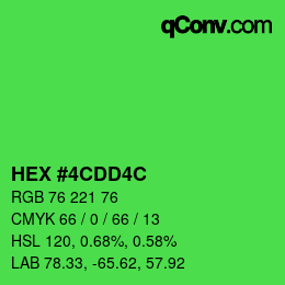 カラーコード: HEX #4CDD4C | qconv.com