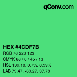 カラーコード: HEX #4CDF7B | qconv.com
