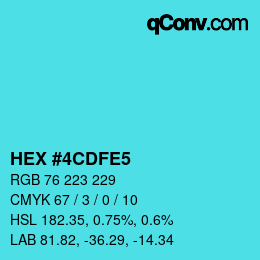 カラーコード: HEX #4CDFE5 | qconv.com