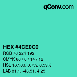 Color code: HEX #4CE0C0 | qconv.com