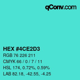 Color code: HEX #4CE2D3 | qconv.com