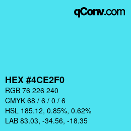 カラーコード: HEX #4CE2F0 | qconv.com