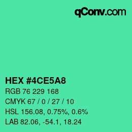 Color code: HEX #4CE5A8 | qconv.com