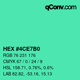 Color code: HEX #4CE7B0 | qconv.com