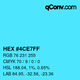 Color code: HEX #4CE7FF | qconv.com