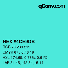 カラーコード: HEX #4CE9DB | qconv.com