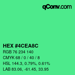 Color code: HEX #4CEA8C | qconv.com