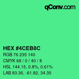 Color code: HEX #4CEB8C | qconv.com