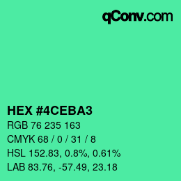 颜色代码: HEX #4CEBA3 | qconv.com
