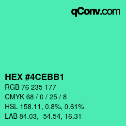颜色代码: HEX #4CEBB1 | qconv.com
