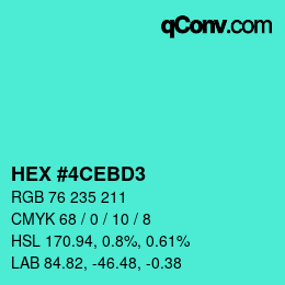 Color code: HEX #4CEBD3 | qconv.com