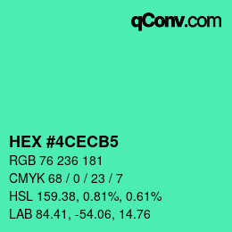 カラーコード: HEX #4CECB5 | qconv.com