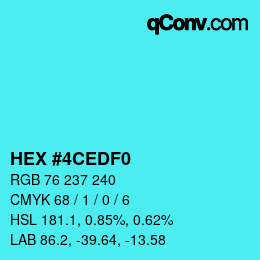 Color code: HEX #4CEDF0 | qconv.com
