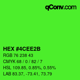 颜色代码: HEX #4CEE2B | qconv.com