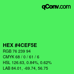 カラーコード: HEX #4CEF5E | qconv.com
