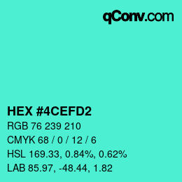Color code: HEX #4CEFD2 | qconv.com