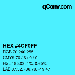 Color code: HEX #4CF0FF | qconv.com