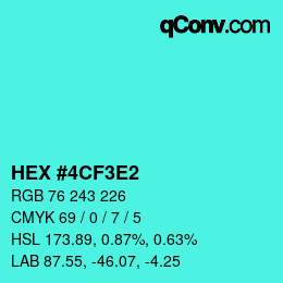 Color code: HEX #4CF3E2 | qconv.com