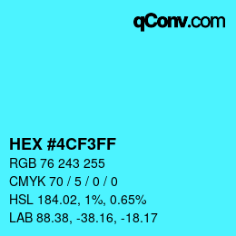 カラーコード: HEX #4CF3FF | qconv.com