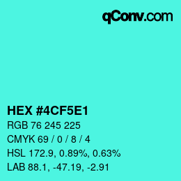 Color code: HEX #4CF5E1 | qconv.com