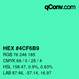 Color code: HEX #4CF6B9 | qconv.com