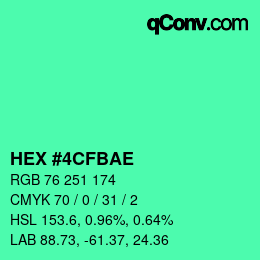 Código de color: HEX #4CFBAE | qconv.com