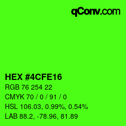 カラーコード: HEX #4CFE16 | qconv.com