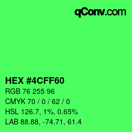 Código de color: HEX #4CFF60 | qconv.com