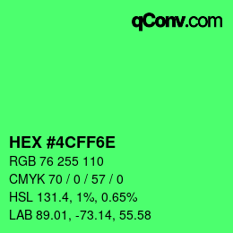 Color code: HEX #4CFF6E | qconv.com