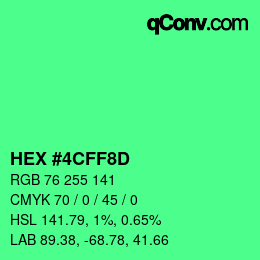 Color code: HEX #4CFF8D | qconv.com