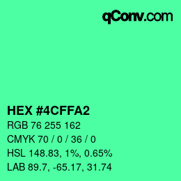 Color code: HEX #4CFFA2 | qconv.com