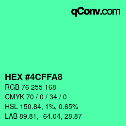 Color code: HEX #4CFFA8 | qconv.com