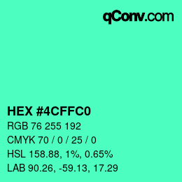 Color code: HEX #4CFFC0 | qconv.com
