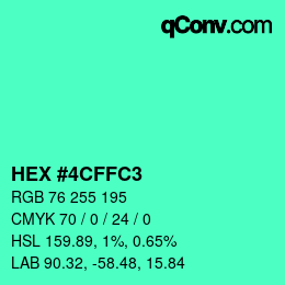 Color code: HEX #4CFFC3 | qconv.com