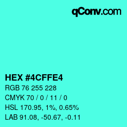 Color code: HEX #4CFFE4 | qconv.com