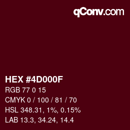 颜色代码: HEX #4D000F | qconv.com