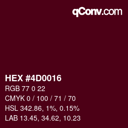 颜色代码: HEX #4D0016 | qconv.com