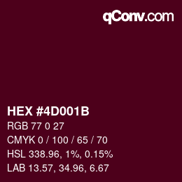 Color code: HEX #4D001B | qconv.com