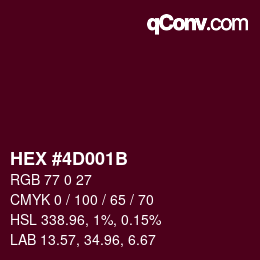 颜色代码: HEX #4D001B | qconv.com