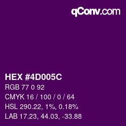 カラーコード: HEX #4D005C | qconv.com