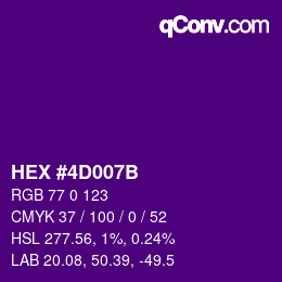 颜色代码: HEX #4D007B | qconv.com
