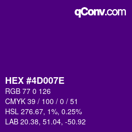 Color code: HEX #4D007E | qconv.com