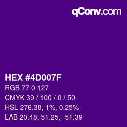 颜色代码: HEX #4D007F | qconv.com
