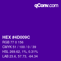 Color code: HEX #4D009C | qconv.com