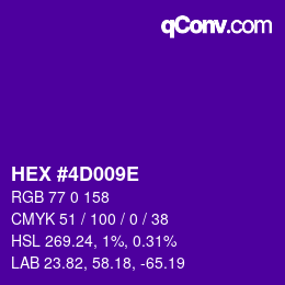 Color code: HEX #4D009E | qconv.com