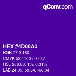 Color code: HEX #4D00A0 | qconv.com